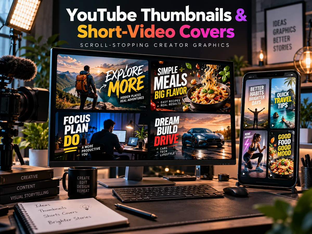 YouTube Thumbnails & Short-Video Covers service illustration